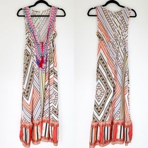 '70s Look Boho Plunge Maxi Dress Glam Hippie S